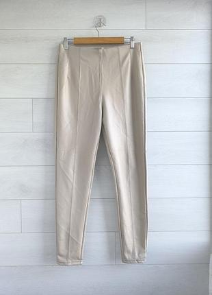 Молочные леггинсы из экокожи new look eur 40 - 42 р. u9 12 - 14 р. на утепленные с стрелками/кожаные/кожзам/еко кожа/лосины/брюки/лосины/на флисе
