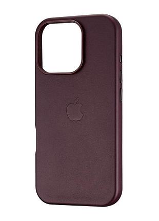 Чохол leather case magsafe протиударний для iphone 16 pro бордовий