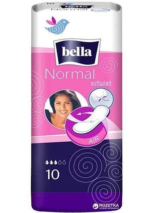 Прокладки гигиенические 10шт.3 к. без кр. (normal softiplait white line) тм bella