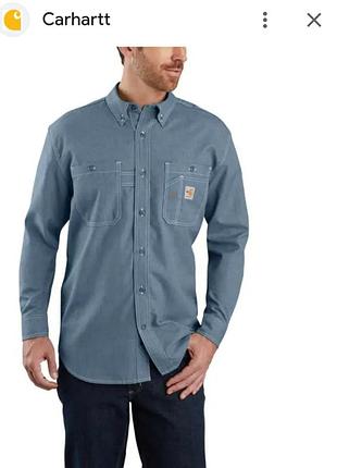 Чоловіча вогнестійка сорочка-гібрид carhartt force cotton hybrid fr shirt (артикул моделі: 101698, код кольору: 465 — medium blue).