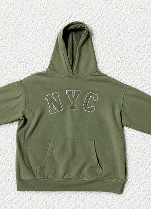 Оверсайз худі new look «nyc» у трендовому кольорі хакі