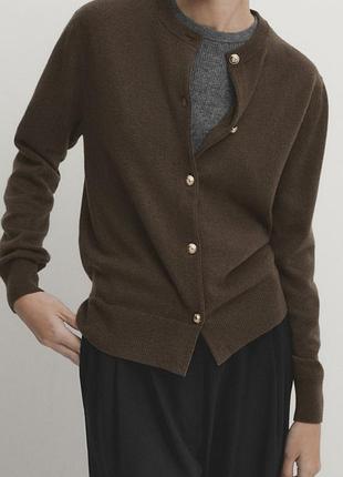 Вовняний кардиган massimo dutti із золотими ґудзиками вовна кашемір
