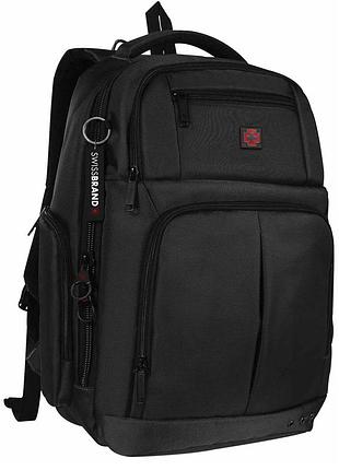 Міський рюкзак для ноутбука 15,6″ swissbrand wembley 19 л, відділення для планшета 12″, ручна поклажа, чорний