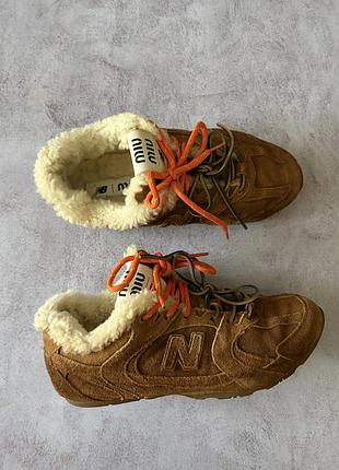 Кросівки жіночі miu miu new balance утеплені коричневі