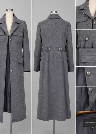 Пальто шанель limited colkection, рs/m, шерсть. оригинальный фасон. на подкладе. металлические пуговицы, сзади шлица