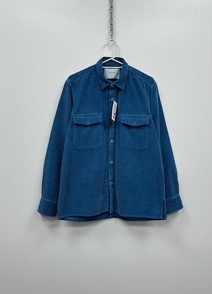 Шикарна сорочка оверширт bagutta latino elt corduroy pocket overshirt shirt blue