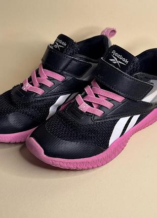Кросівки для дівчаток reebok чорно-рожеві з липучкою та шнурівкою, сітка