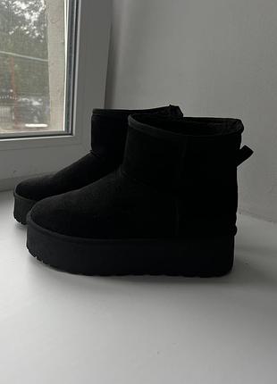 Уггі жіночі ugg на високій підошві, чорні