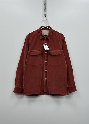 Шикарна сорочка оверширт bagutta latino elt corduroy pocket overshirt shirt dark orange