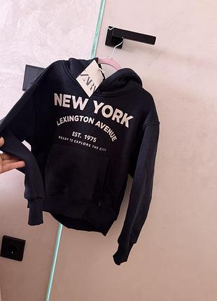 Худі zara чорне з написом new york