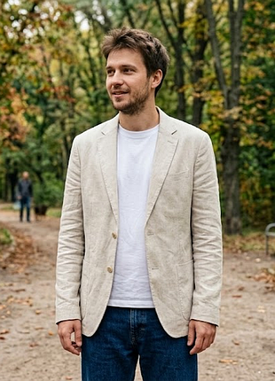 Мужской льняной пиджак h&amp;m linen (m / 48)