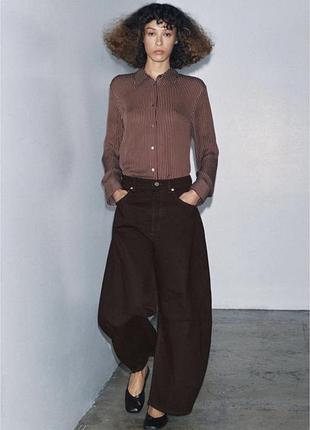 Жіночі джинси zara barrel коричневі