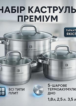 Набор антипригарных кастрюль с крышкой, набор кастрюль с инновационным антипригарным покрытием ud-59
