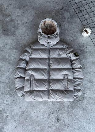 Мужская зимняя куртка stone island серая с капюшоном s-xxl