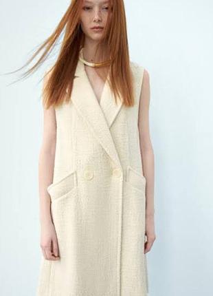 Жіночий твідовий жилет zara молочного кольору, розмір s