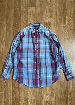 Чоловіча бавовняна сорочка в клітинку ralph lauren classic fit, розмір m (оригінал)