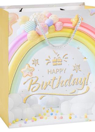 Пакет подарунковий happy birthday mk 5951-m-3 розмір 32х26х10 см