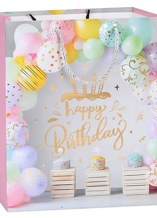 Пакет подарунковий happy birthday mk 5951-m-2 розмір 32х26х10 см
