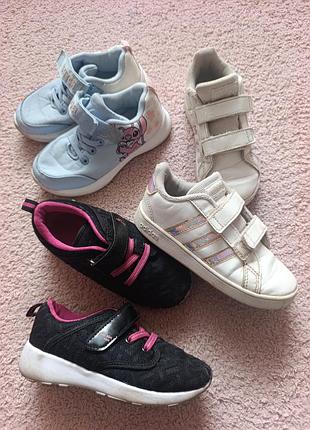 Кросівки для дівчинки adidas білі з рожевим, устілка 17 см