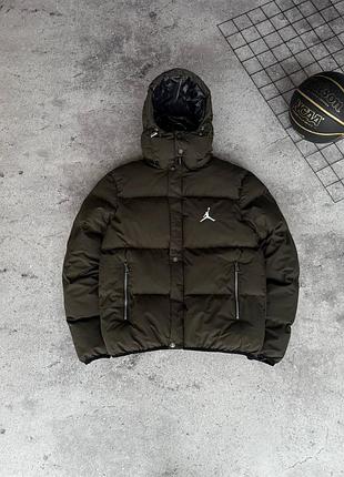 Чоловіча зимова куртка jordan хакі з капюшоном s–xxl
