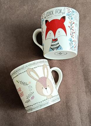 Дитячі керамічні чашки limited edition cool fox and dear rabbit 2 шт