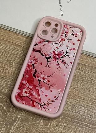 Силіконовий чохол на iphone 11 pro, рожевий протиударний з захистом камери sakura design