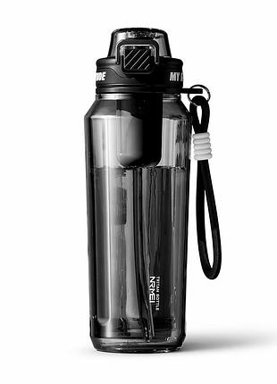 Бутылка для воды 1500 мл (1.5 л) - черная, из тритана (bpa-free) с ситечком для активного отдыха