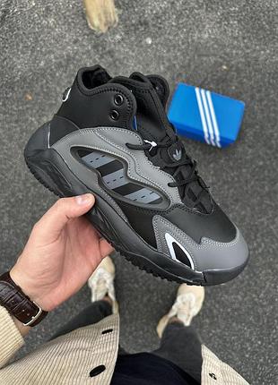 Зимние кроссовки adidas streetball ii черные с серым для мужчин утепленные до -21 градусов с натуральной кожей
