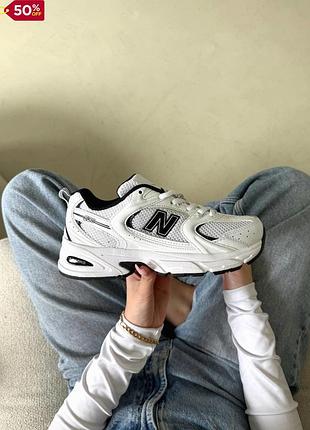Кроссовки женские new balance нью баланс 530 белые с черным для спорта и повседневной носки