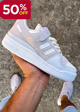 Кроссовки adidas forum бежевые с белым для женщин стильная обувь для повседневной носки адидас форум топ качество