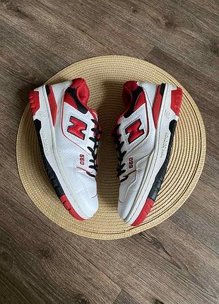 Кросівки чоловічі new balance 550 білі, червоні, розмір 38, довжина устілки 24 см, шкіра