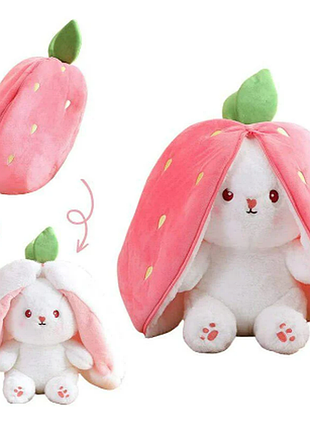 Мягкая детская плюшевая игрушка кролик зайчик клубничка 25 cм art2940