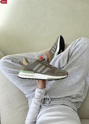 Кроссовки женские adidas zx 500 адидас зх 500 из текстиля коричневые с бежевым стильные и комфортные