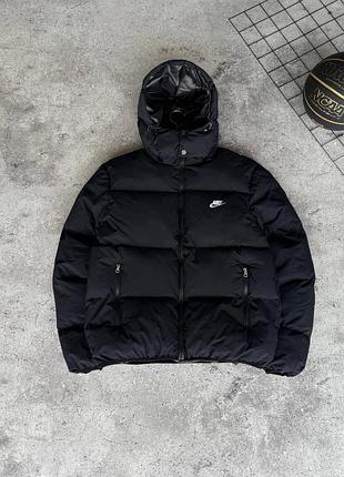 Чоловіча зимова куртка nike темно-синя з капюшоном s–xxl