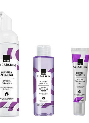 Набор avon clearskin «для проблемной кожи», 150 мл +100 мл +15 мл