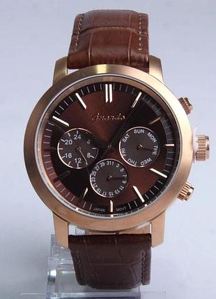Мужские часы guardo luxury collection s00190-2 корпус розовое золото коричневый кожаный ремешок коричневый циферблат с датой