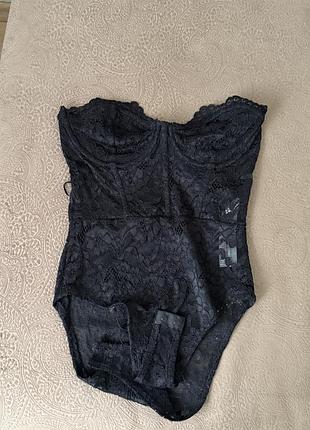 Жіноче боді zara чорне ажурне