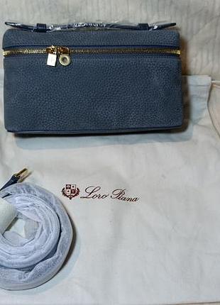 Сумка жіноча loro piana синя шкіряна