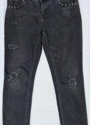Джинси жіночі zara basic z1975 denim сіро-чорні з ефектом потертості