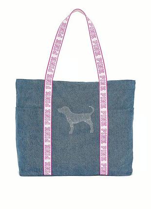 Сумка тоут victoria’s secret pink. diamanté tote bag. вікторія сікрет пінк