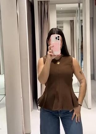 Топ коричневий zara