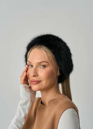 Стильная меховая повязка на голову one seize