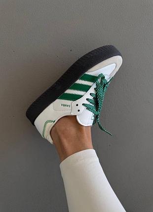 Кросівки жіночі adidas samba platform white / green шкіра