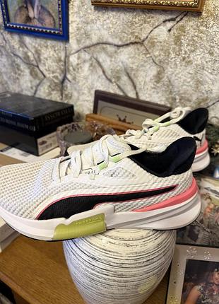 Кросівки жіночі puma білі з рожевим та салатовим, сітка