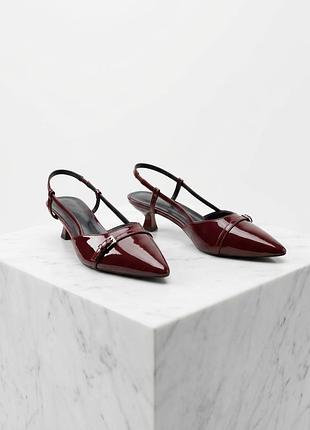 Туфлі жіночі лаковані slingback бордові