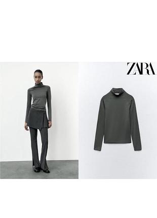 Лонгслів жіночий zara сірий базовий