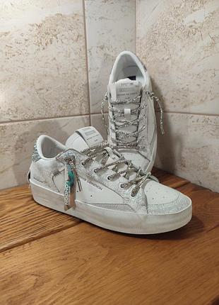 Кросівки жіночі crime london sk8 deluxe wedge, білі, шкіряні