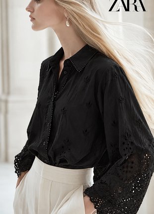 Zara приголомшлива сорочка з вибитої бавовни