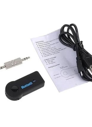 Автомобільний bluetooth aux адаптер-ресивер з мікрофоном (hands free) та металевим переходником 3.5 мм (чорний)