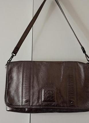 Винтажная кожаная сумка longchamp y2k / 2000s original